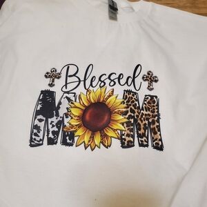 White 'Blessed Mom' Long Sleeve Tee